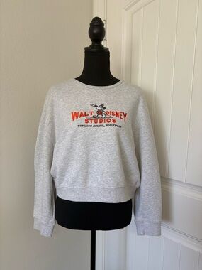 Disney Light Gray Crewneck with Red Walt Disney Studios Graphic